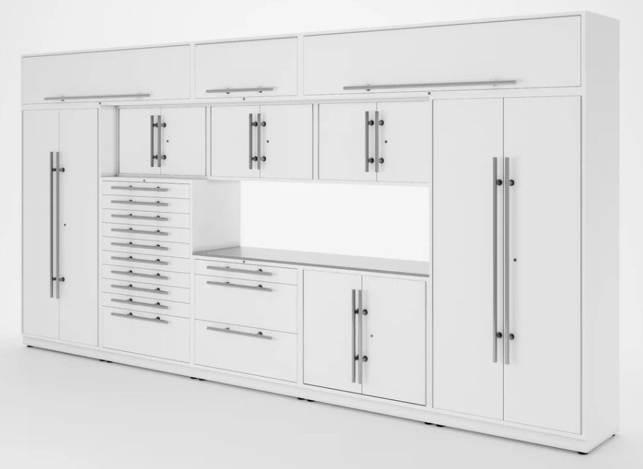 Armoires LUX – Ensemble de 16 pieds – Coffres à outils + Armoires supérieures