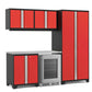 Ensemble de 6 armoires Pro Series avec base, armoire murale, casier et réfrigérateur à porte vitrée
